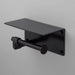 Angled view of Buster + Punch Cast toilet roll holder with shelf in welders black finish