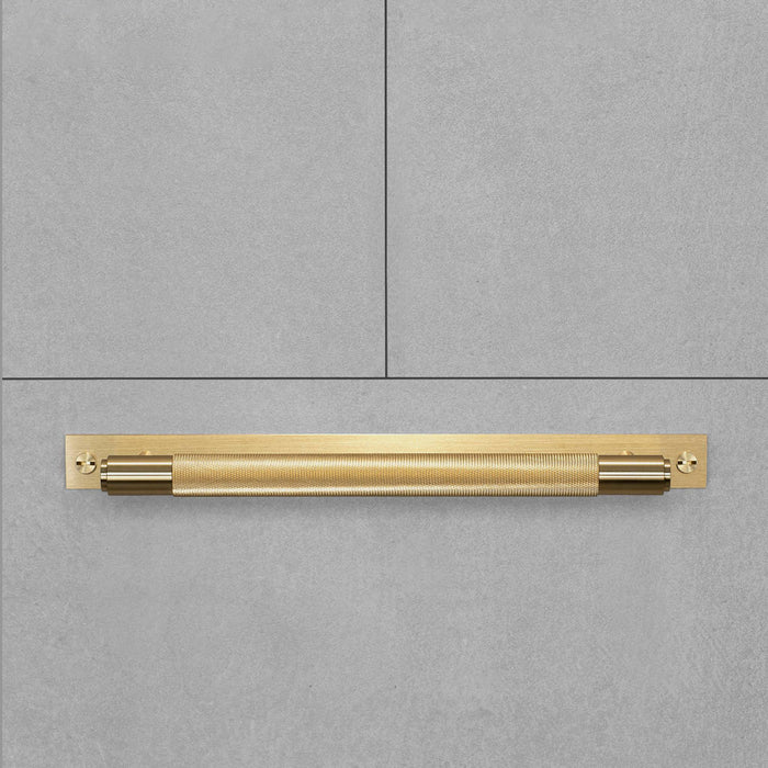Buster + Punch Cross Pull Bar with Backplate in Brass finish horizontal view