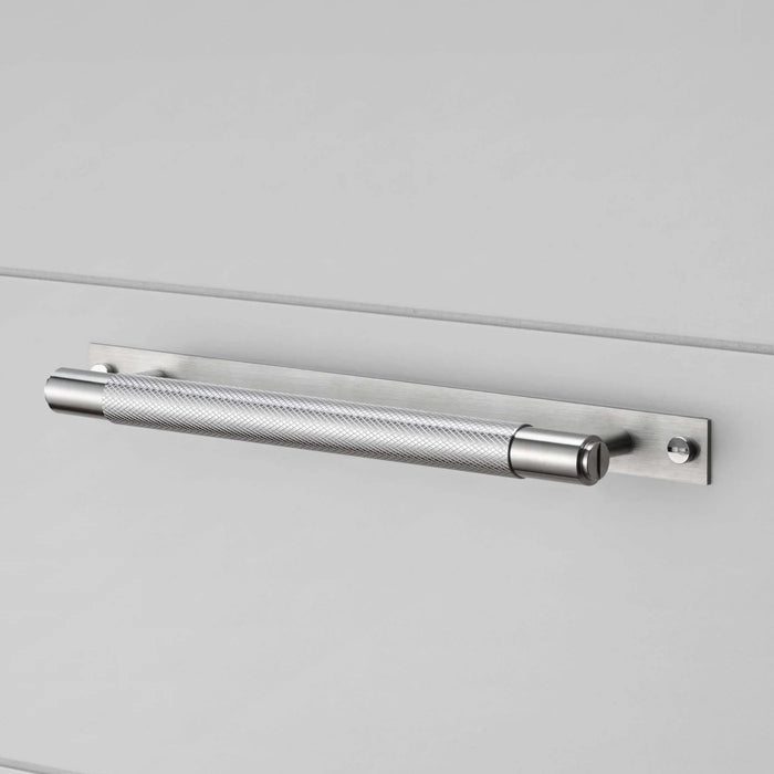 Buster + Punch Cross Pull Bar with Backplate in Steel finish medium size