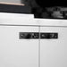 Buster + Punch Furniture Knob Plate Linear in Gun Metal on white cabinet doors