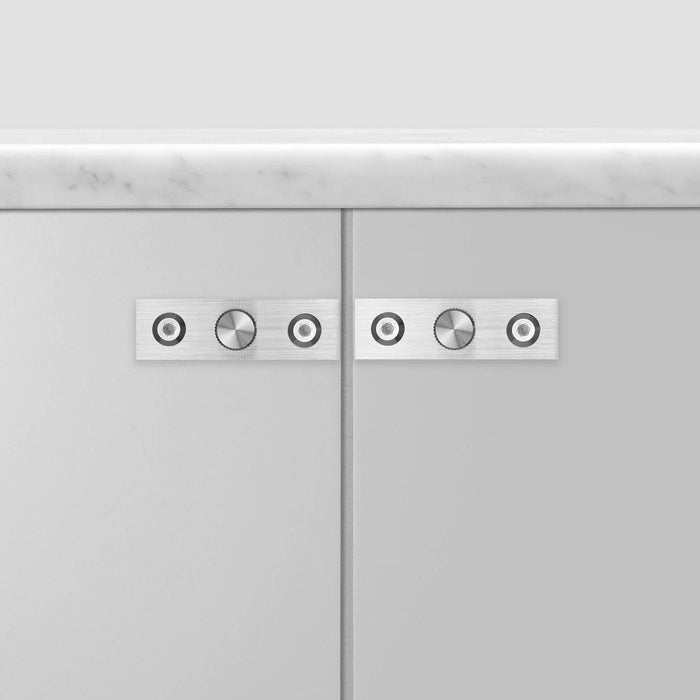 Front view of Buster + Punch Furniture Knob Plate Linear in Steel finish