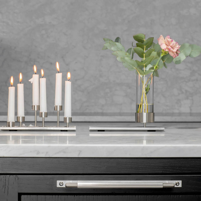 Buster + Punch Linear cabinet pulls installed in modern luxury kitchen