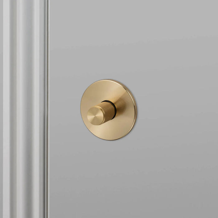 Front detail of Buster + Punch Linear Thumbturn Lock in Brass finish