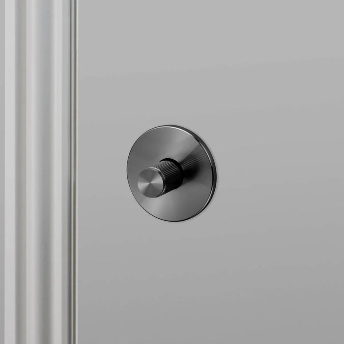 Front view of Buster + Punch Linear Thumbturn Lock in Gun Metal finish