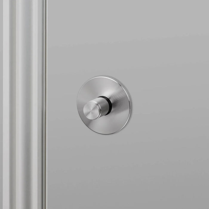 Detailed view of Buster + Punch Linear Thumbturn Lock in Steel finish