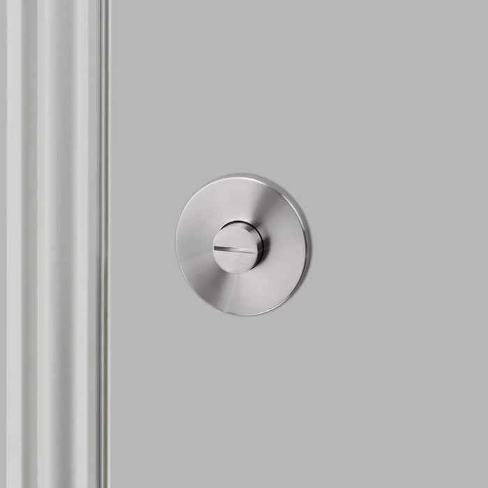 Front view of Buster + Punch Linear Thumbturn Lock in Steel finish