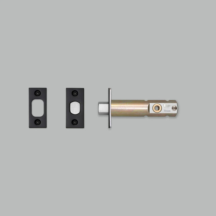 Buster + Punch Privacy Bolt Thumbturn Lock in Black finish with 2-3/4 inch medium backset