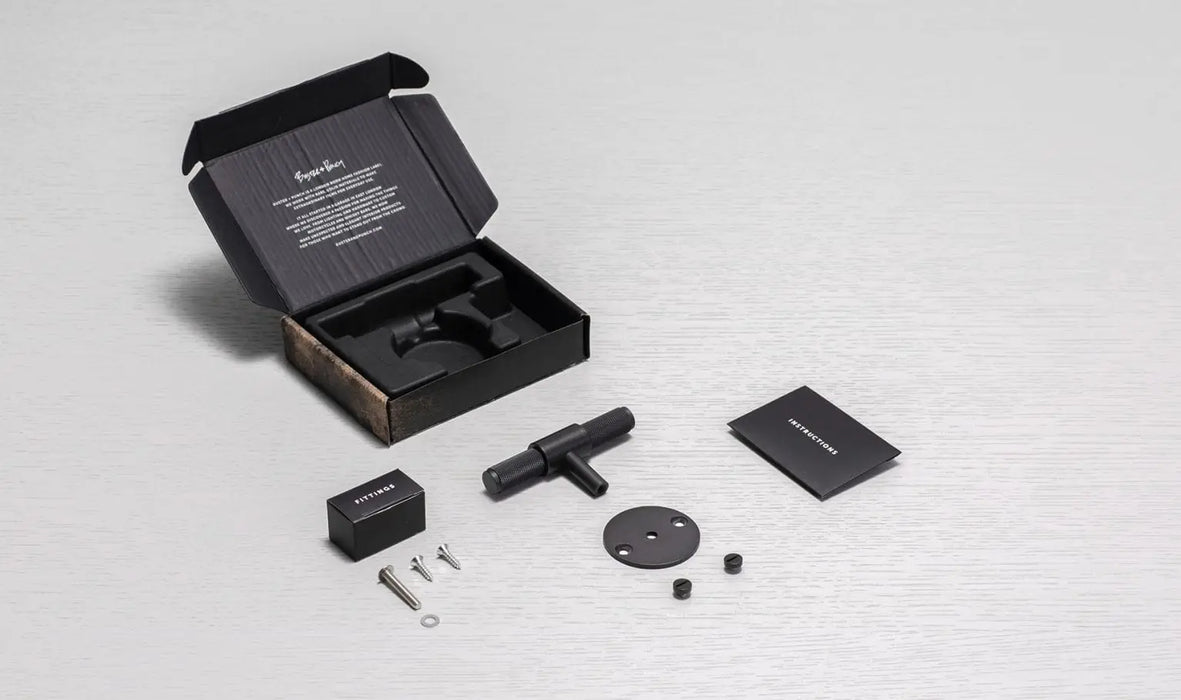 Buster + Punch T-Bar PLATE Cross packaging and included installation hardware
