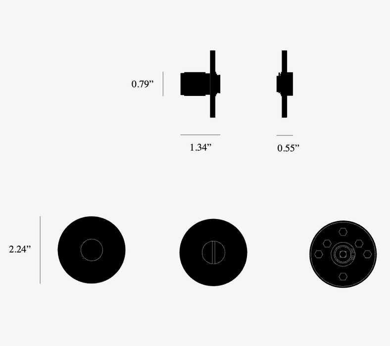 Technical dimensions drawing of Buster + Punch Cross thumbturn lock