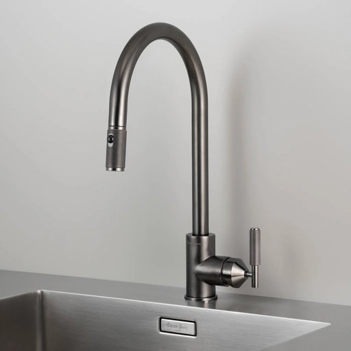 Buster + Punch pull-out kitchen faucet with dual spray in gun metal finish