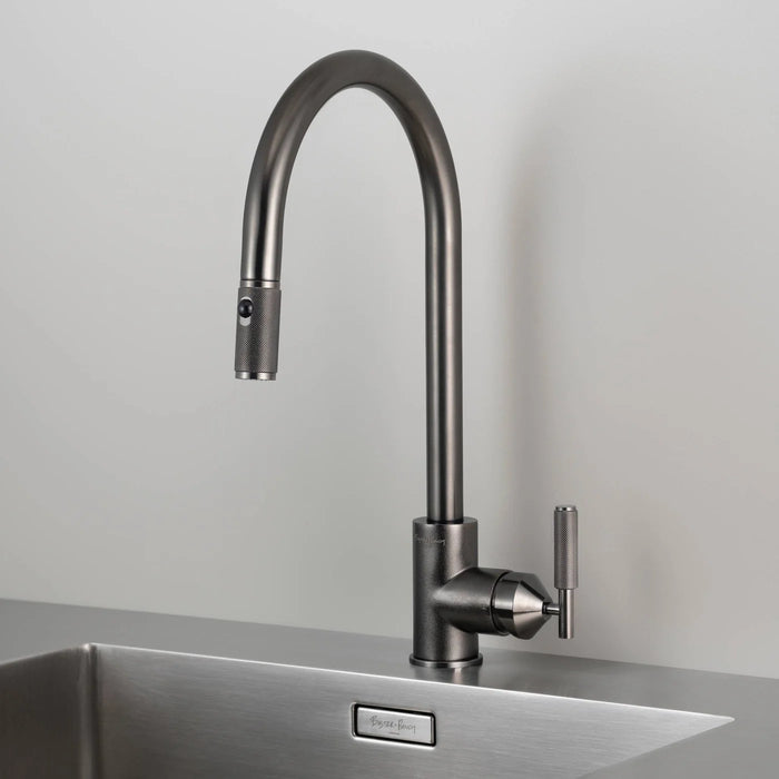 Buster + Punch pull-out kitchen faucet with dual spray in gun metal finish