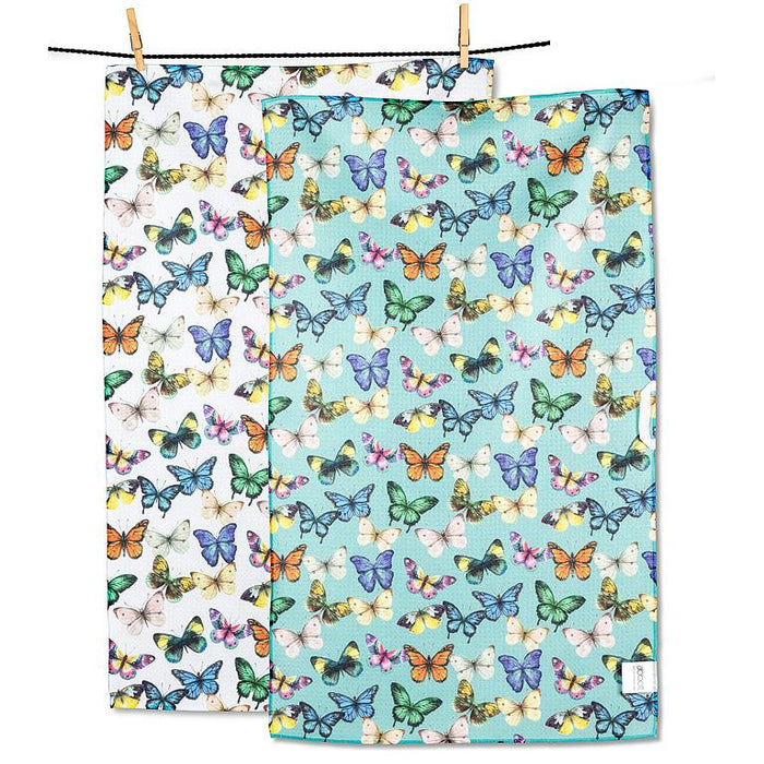 Folded butterfly kitchen towel colorful print eco friendly absorbent fabric