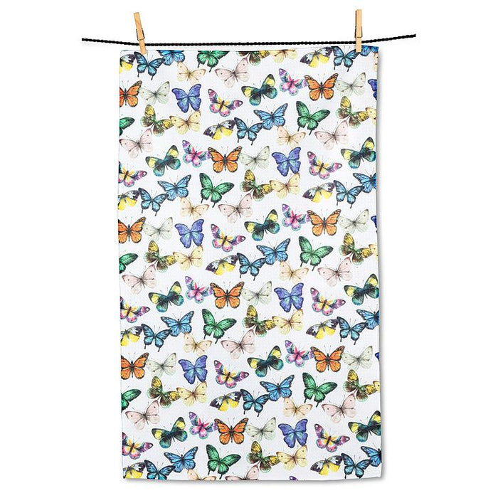 Butterfly kitchen towel colorful print absorbent reusable dish towel white background