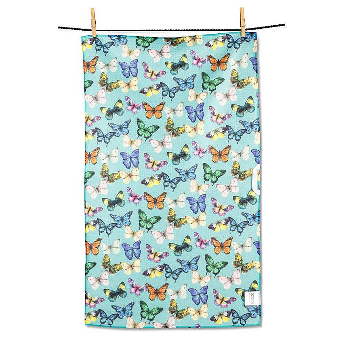 Blue butterfly kitchen towels pack of 2 absorbent eco friendly dish towels hanging