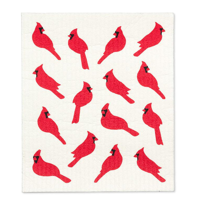 cardinals dishcloth large bird pattern close view