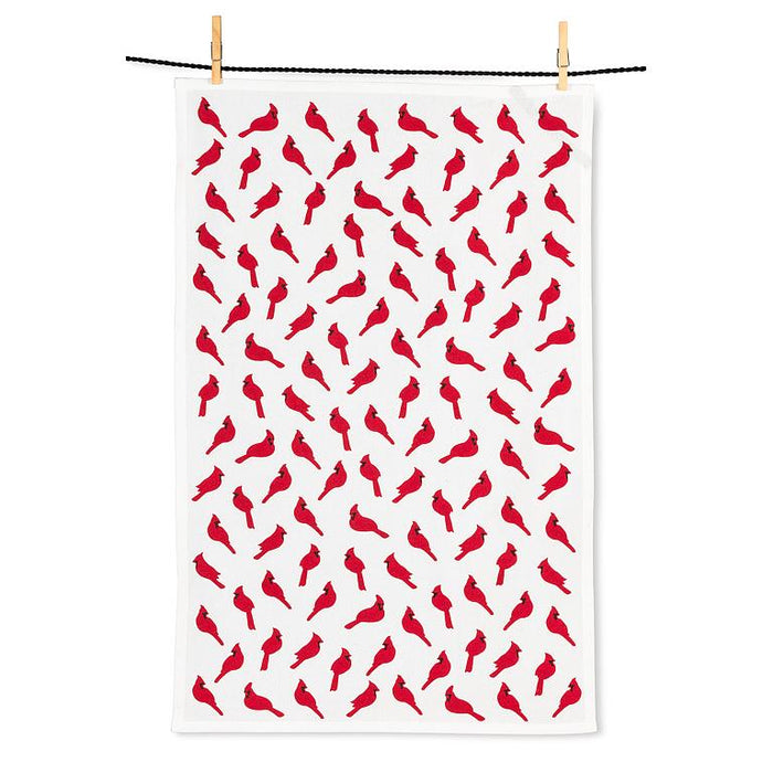 cardinals patterned kitchen towel hanging small print view