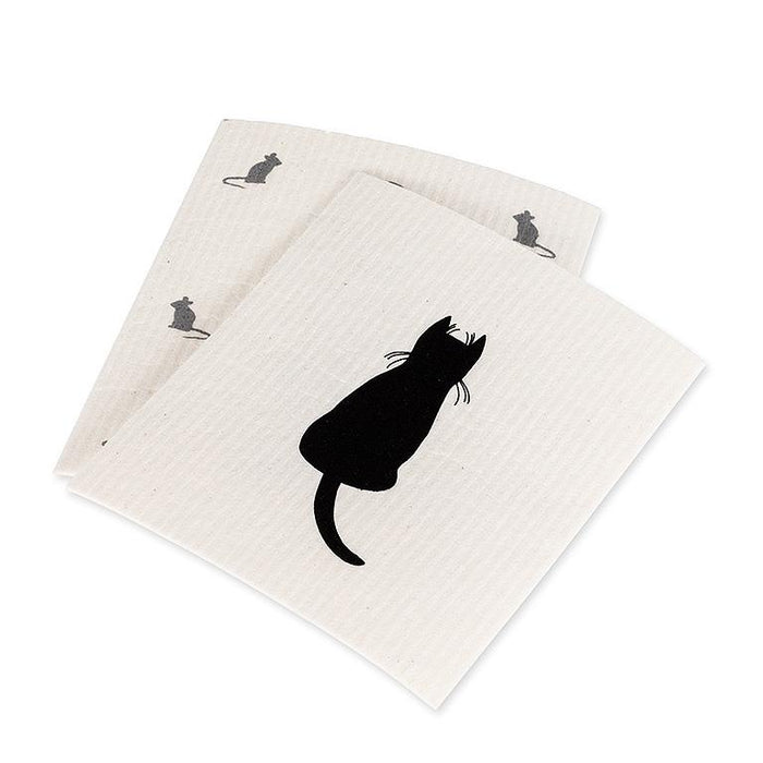 minimalist cat design Swedish dishcloth reusable cleaning cloth