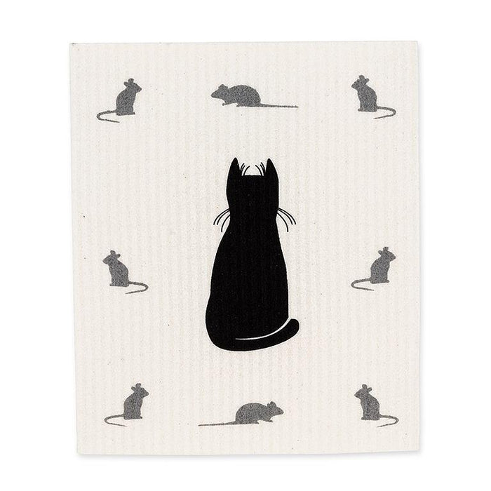 Swedish dishcloth set with cat and mice illustrations eco friendly reusable cloth