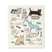 Swedish dishcloth set with multiple cat illustrations eco friendly reusable cloth