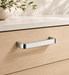 CBH 245 Square Return Bar cabinet pull in bright chrome finish installed on wood drawer