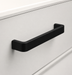 CBH 245 Square Return Bar cabinet pull in flat black finish installed on cabinet drawer