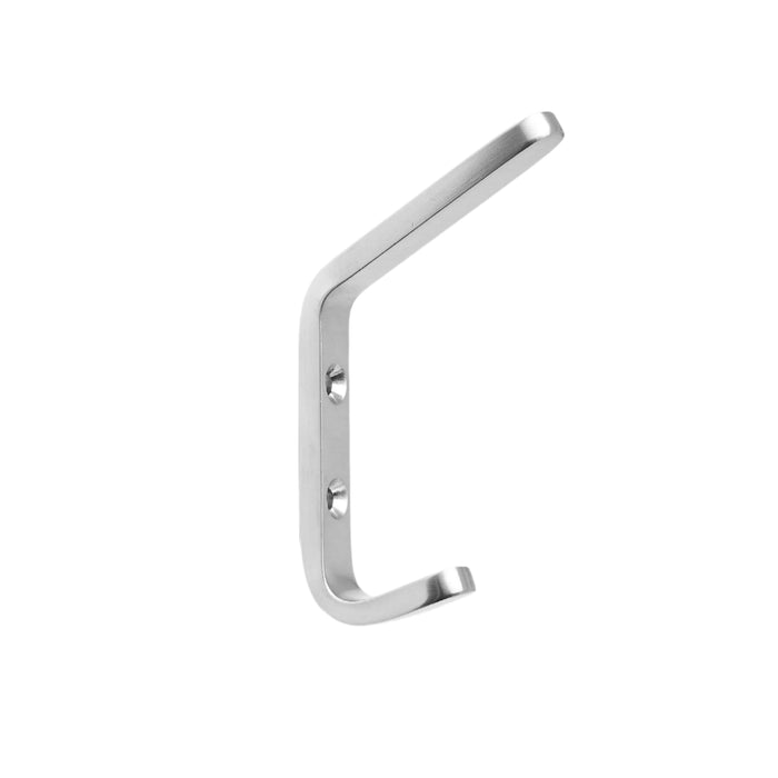 CBH 61 wall hook with rounded edge design, front view of compact, minimalist form in satin chrome finish.