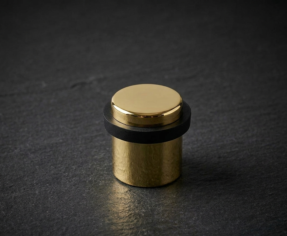 CBH 87 cylindrical floor door stop in bright brass finish 