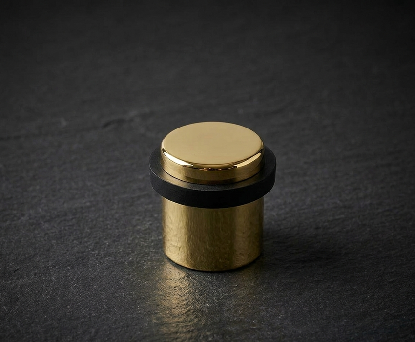 CBH 87 cylindrical floor door stop in bright brass finish 