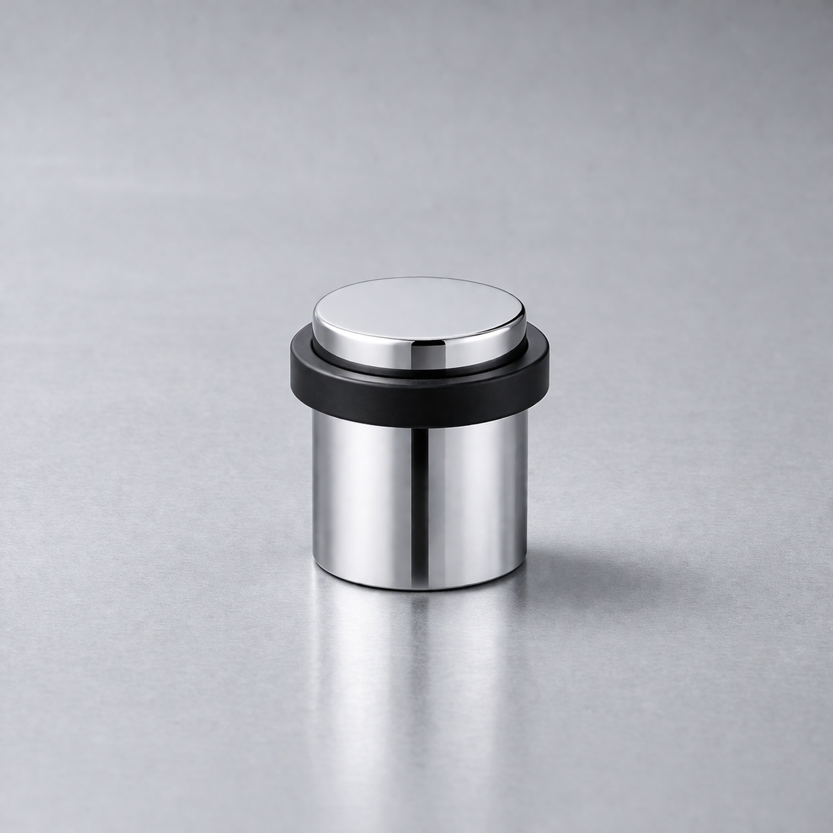 CBH 87 cylindrical floor door stop in bright chrome finish on clean background