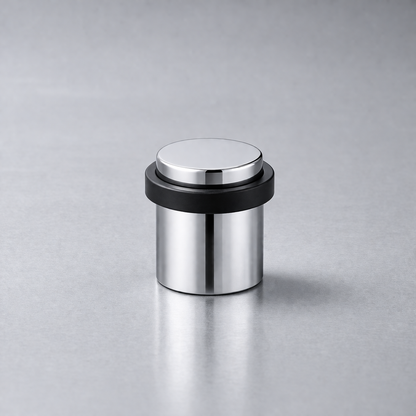 CBH 87 cylindrical floor door stop in bright chrome finish on clean background