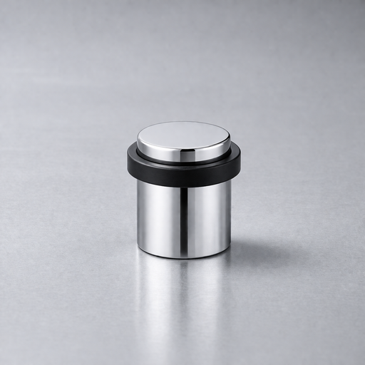 CBH 87 cylindrical floor door stop in bright chrome finish on clean background