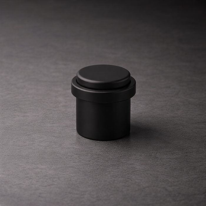 CBH 87 cylindrical floor door stop in flat black finish minimal product view