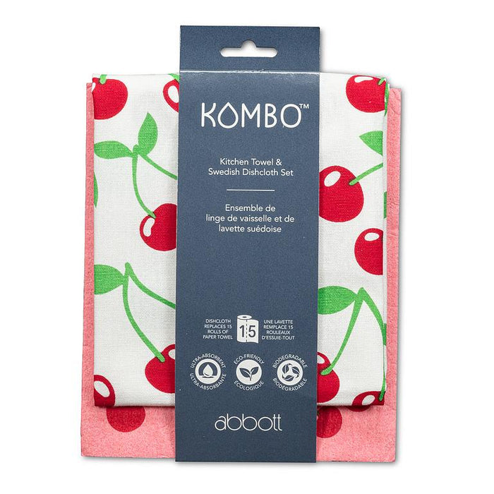 cherries dishcloth and towel set packaging abbott collection