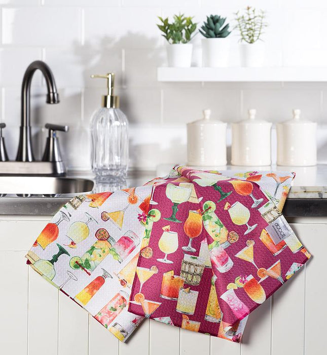 Cocktail kitchen towels in modern kitchen setting near sink colorful dish towels