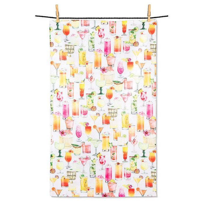 Cocktail print kitchen towels pack of 2 hanging colorful absorbent eco friendly dish towels