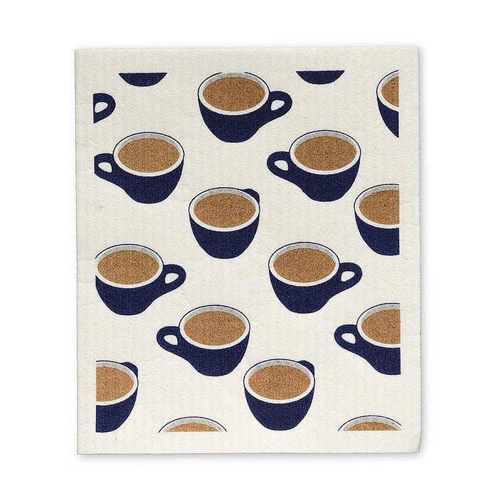 coffee cup design Swedish dishcloth with latte art eco friendly cleaning cloth