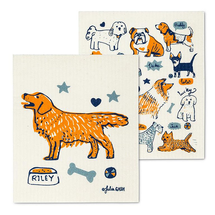 dog design Swedish dishcloth with name Riley reusable eco friendly cleaning cloth