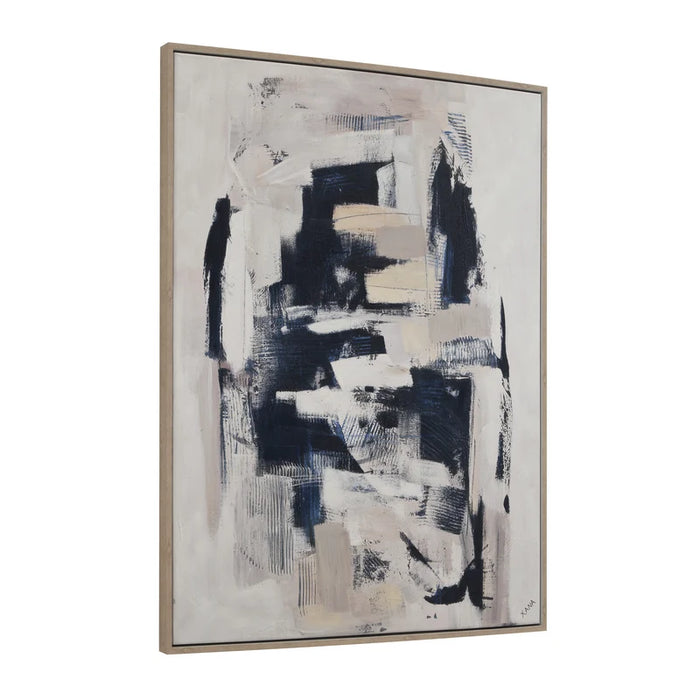 Angled view of Everren Pietro framed abstract canvas wall art