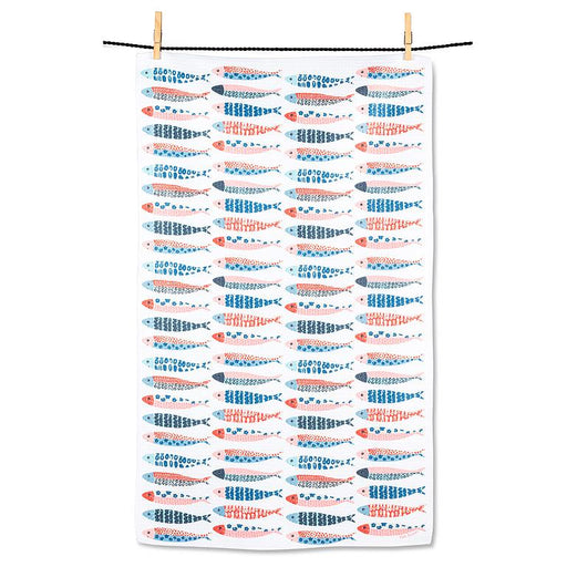 Fish kitchen towels pack of 2 hanging blue red fish print absorbent eco friendly dish towels