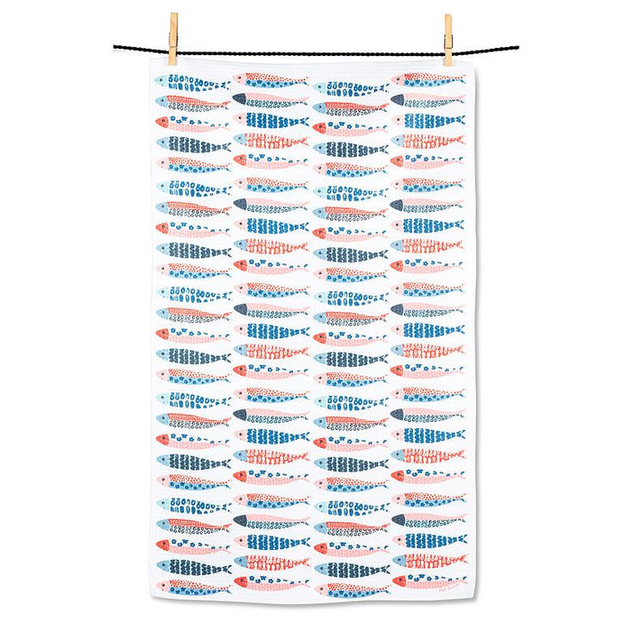 Fish kitchen towels pack of 2 hanging blue red fish print absorbent eco friendly dish towels