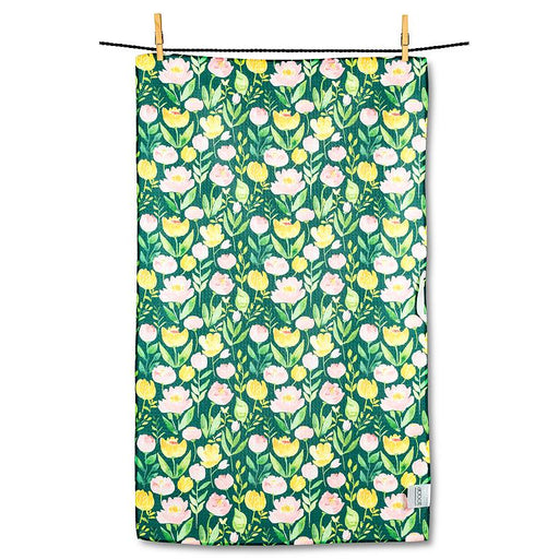 Green floral kitchen towel pattern double sided absorbent eco friendly dish towel