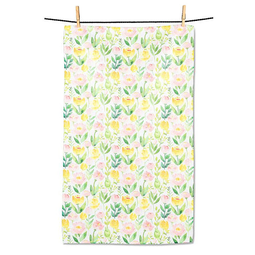 Floral kitchen towels pack of 2 hanging pink yellow absorbent eco friendly dish towels