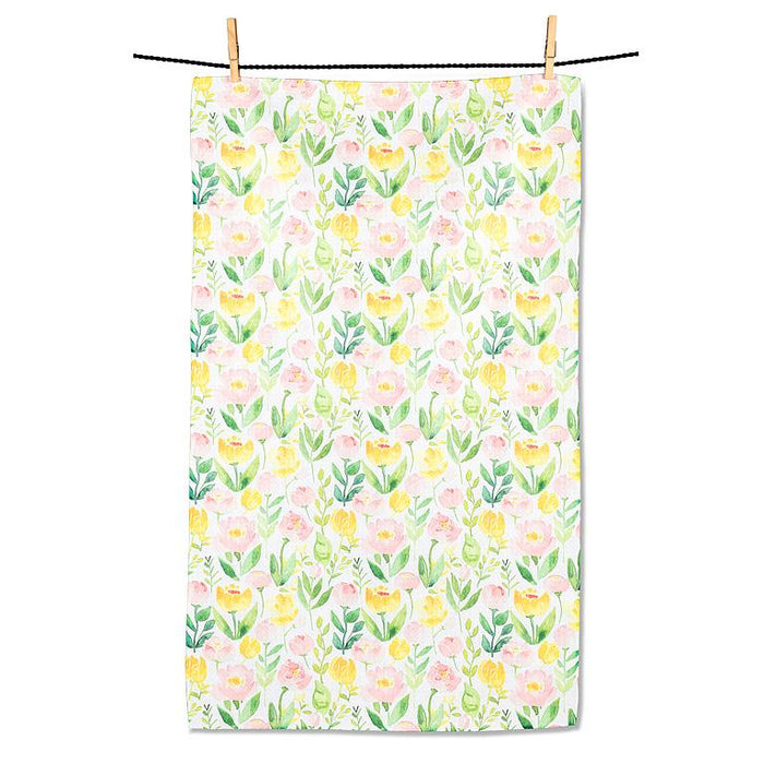 Floral kitchen towels pack of 2 hanging pink yellow absorbent eco friendly dish towels