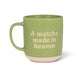 Green bone china Matcha Made in Heaven mug with a natural-toned base