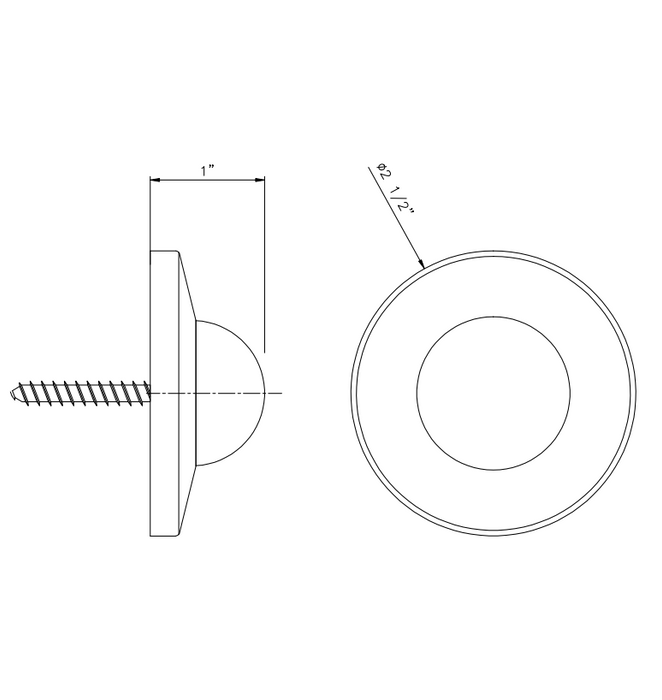 Technical drawing showing dimensions of the GSH 240 commercial wall stop
