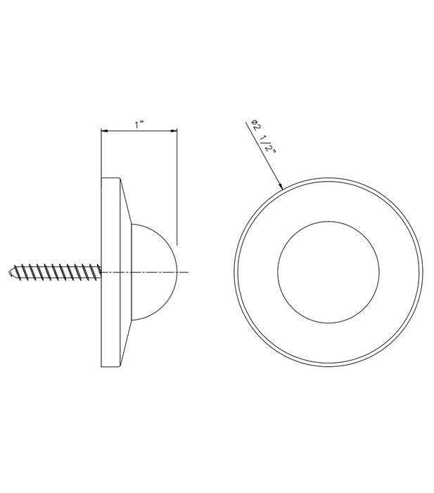 Technical drawing showing dimensions of the GSH 240B commercial wall stop