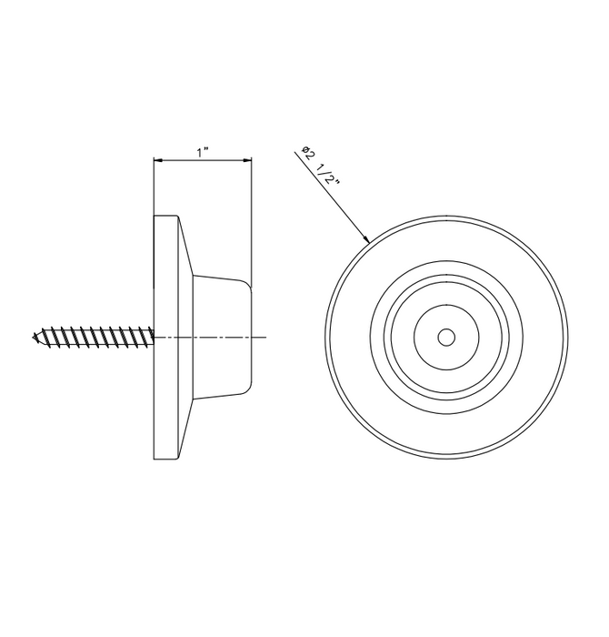 Technical drawing showing dimensions of the GSH 250 commercial wall stop