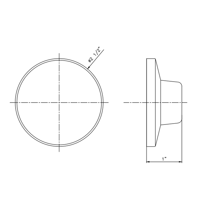 Technical drawing showing dimensions of the GSH 250B commercial wall stop