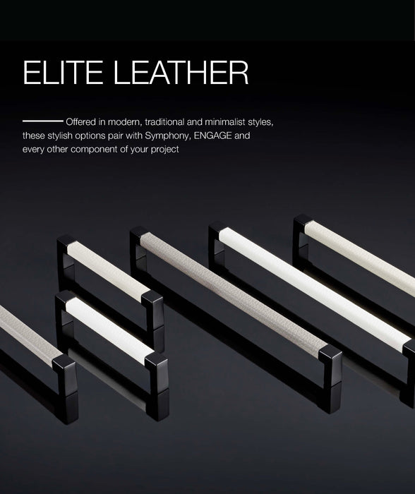 Häfele Elite Leather Collection cabinet handles in multiple finishes and sizes