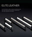 Häfele Elite Leather Collection cabinet handles in multiple finishes and sizes